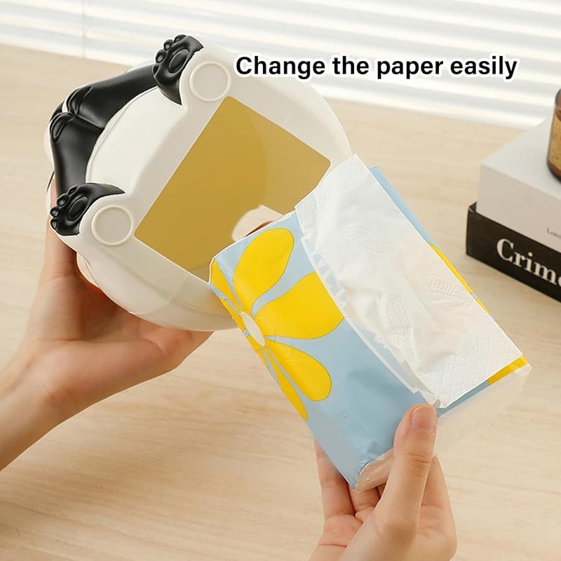 Plating Panda Tissue Box Dispenser Modern Animal Pattern Space Saving Home Office Decor - Image 5